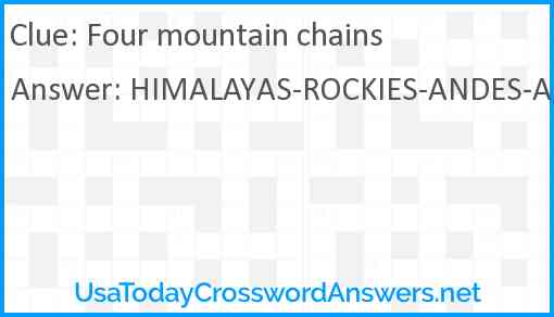 Four mountain chains Answer