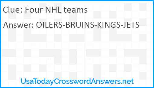 Four NHL teams Answer