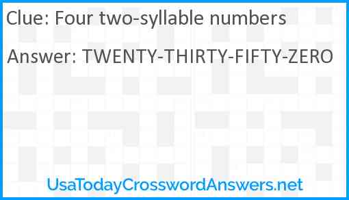 Four two-syllable numbers Answer