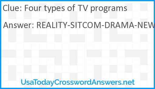 Four types of TV programs Answer