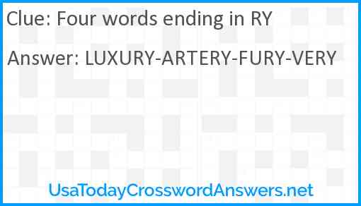 Four words ending in RY Answer