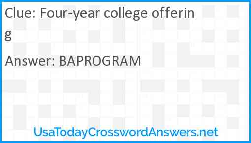 Four-year college offering Answer