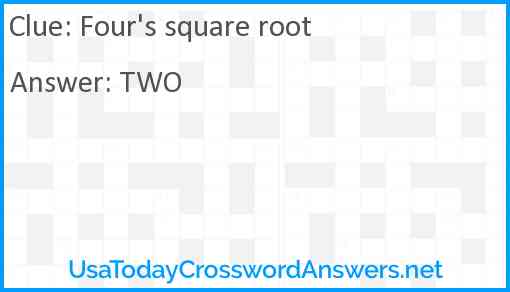 Four's square root Answer