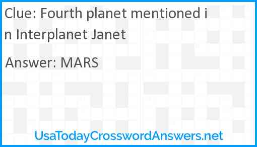 Fourth planet mentioned in Interplanet Janet Answer