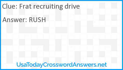 Frat recruiting drive Answer