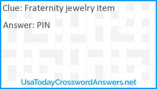 Fraternity jewelry item Answer