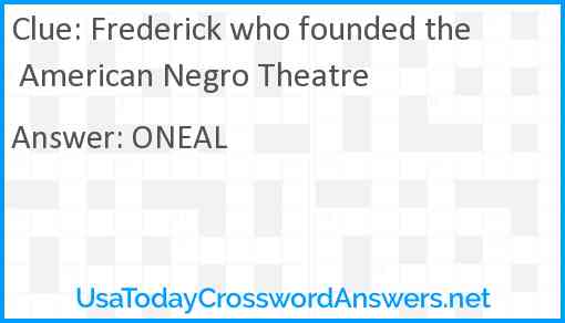 Frederick who founded the American Negro Theatre Answer