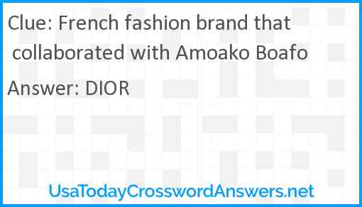 French fashion brand that collaborated with Amoako Boafo Answer