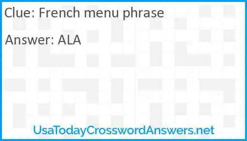 French menu phrase Answer