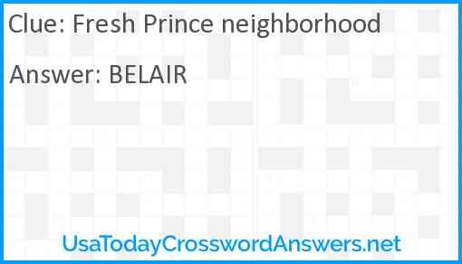 Fresh Prince neighborhood Answer