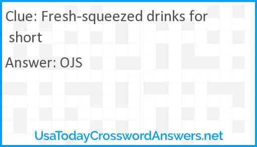 Fresh-squeezed drinks for short Answer