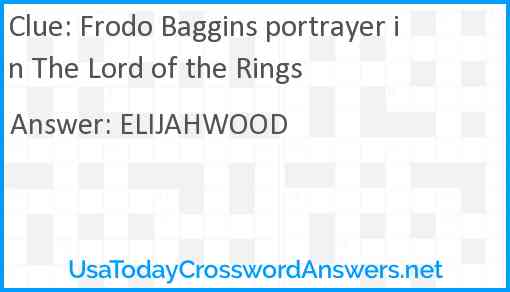 Frodo Baggins portrayer in The Lord of the Rings Answer