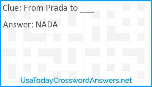 From Prada to ___ Answer