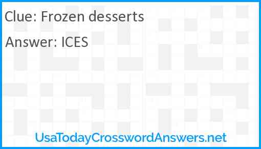 Frozen desserts Answer