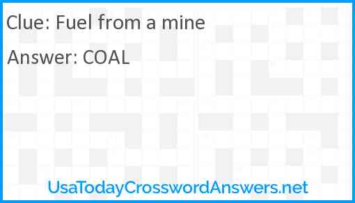 Fuel from a mine Answer