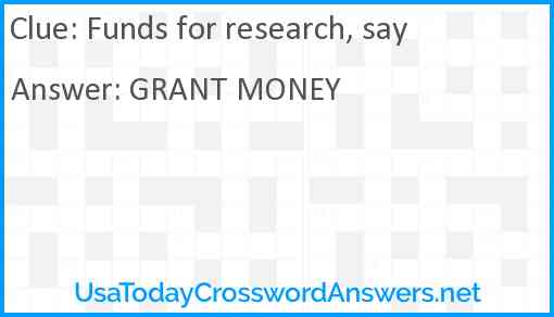 Funds for research, say Answer