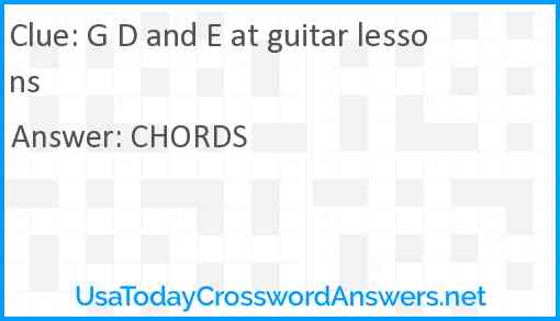 G D and E at guitar lessons Answer