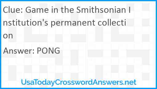 Game in the Smithsonian Institution's permanent collection Answer
