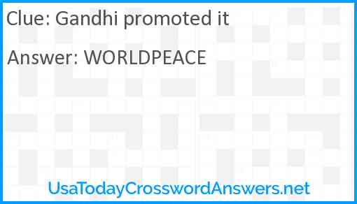Gandhi promoted it Answer