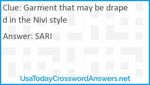 Garment that may be draped in the Nivi style Answer