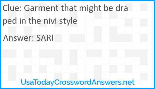 Garment that might be draped in the nivi style Answer