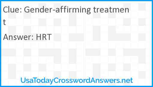Gender-affirming treatment Answer