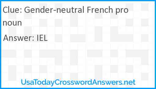 Gender-neutral French pronoun Answer