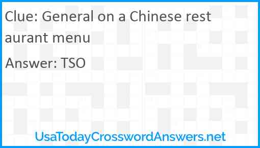 General on a Chinese restaurant menu Answer