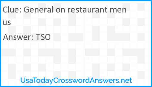 General on restaurant menus Answer