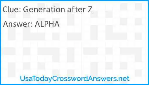 Generation after Z Answer
