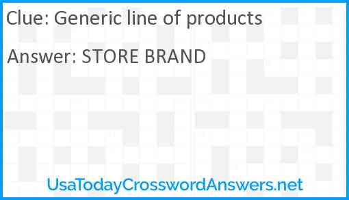 Generic line of products Answer
