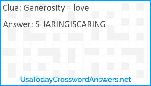 Generosity = love Answer