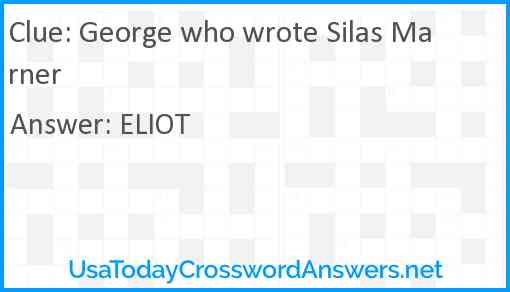 George who wrote Silas Marner Answer