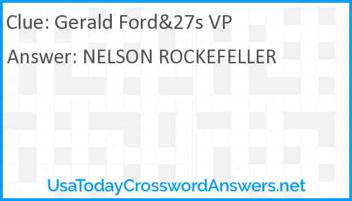 Gerald Ford&27s VP Answer
