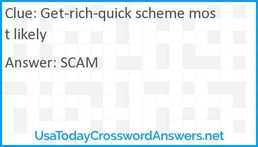 Get-rich-quick scheme most likely Answer