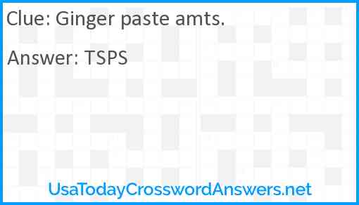 Ginger paste amts. Answer
