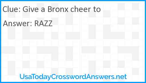 Give a Bronx cheer to Answer