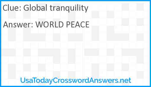 Global tranquility Answer