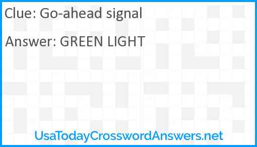 Go-ahead signal Answer