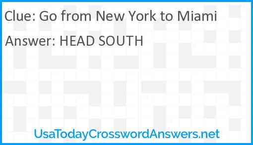 Go from New York to Miami Answer