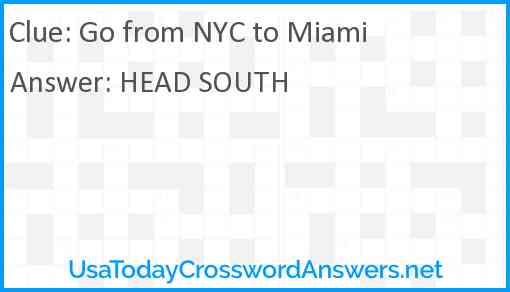 Go from NYC to Miami Answer