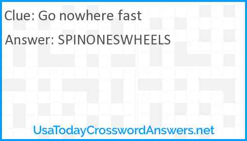 Go nowhere fast Answer