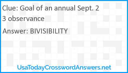Goal of an annual Sept. 23 observance Answer