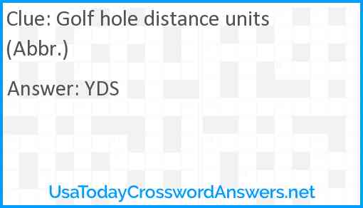 Golf hole distance units (Abbr.) Answer