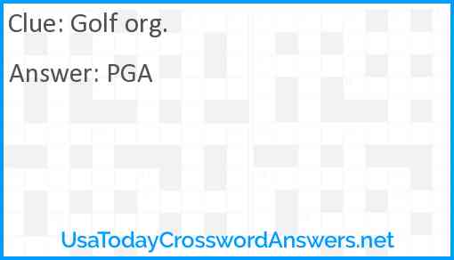 Golf org. Answer