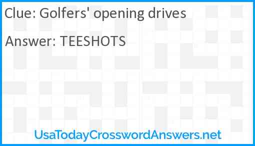 Golfers' opening drives Answer