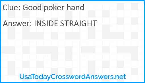 Good poker hand Answer