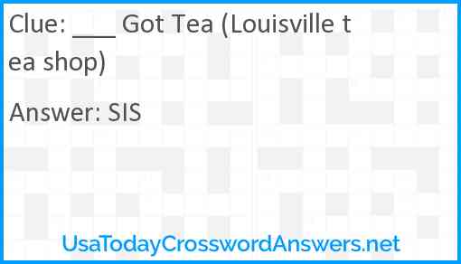 ___ Got Tea (Louisville tea shop) Answer