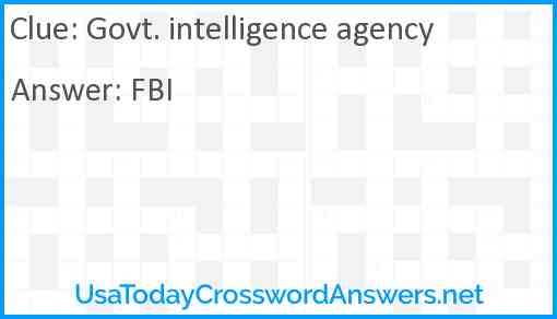 Govt. intelligence agency Answer