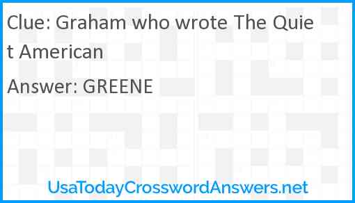 Graham who wrote The Quiet American Answer